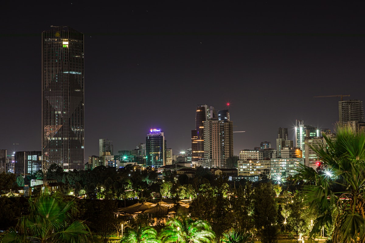 Addis Ababa skyline at night